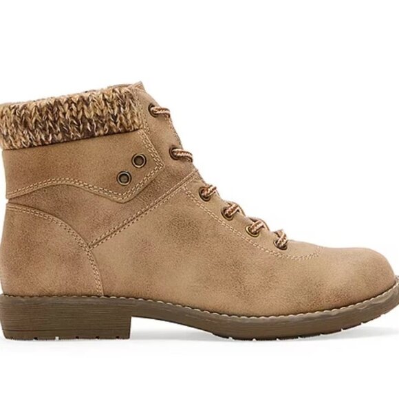 NiB St. John's Bay Womens Shae Block Heel Hiking Boots Tan Size 7.5 M $65 RY1363 - Picture 4 of 4